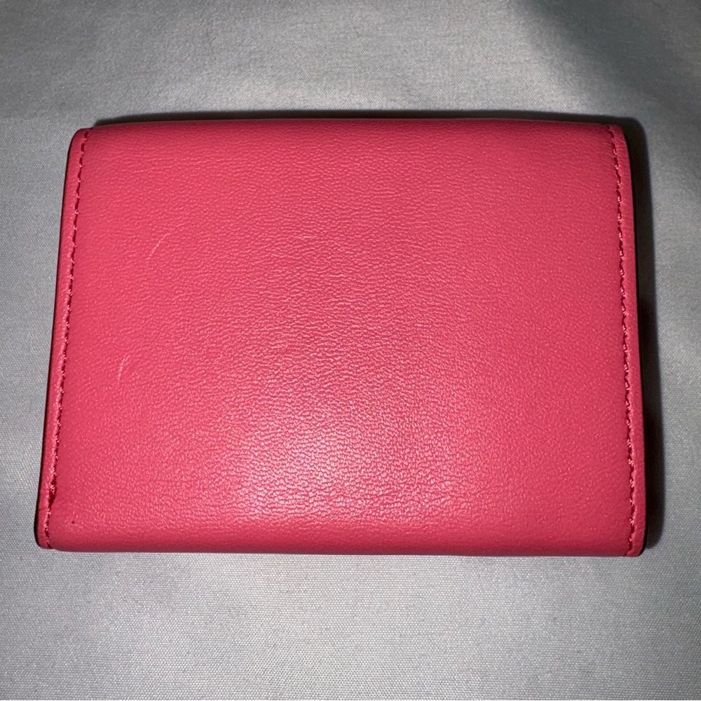 Fendi Baguette Micro Trifold Wallet FF Coral Salmon Pink Nappa Leather - Picture 3 of 15